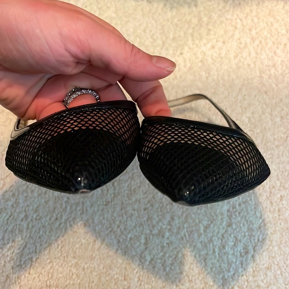 Jimmy Choo Fetto Point Toe Black Patent Leather & Mesh Flat - Picture 11 of 13